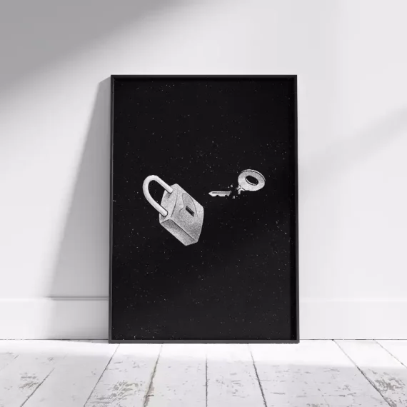 Broken Key - Black&White Dekoratif Duvar Tablosu