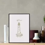 Brown Lighthouse - Line Art Dekoratif Duvar Tablosu