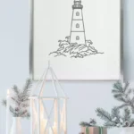 Grey Lighthouse - Line Art Dekoratif Duvar Tablosu